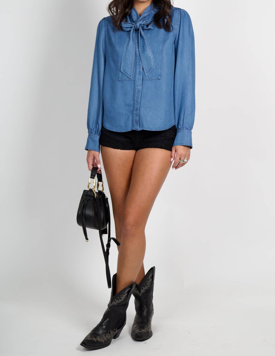 Derek Lam 10 Crosby - Majah Tencel Tie Neck Shirt