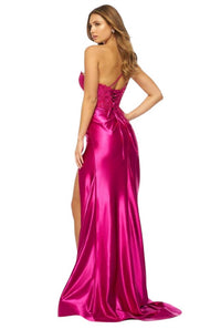 Sherri Hill - One Shoulder Sheer V-neck Prom Dress
