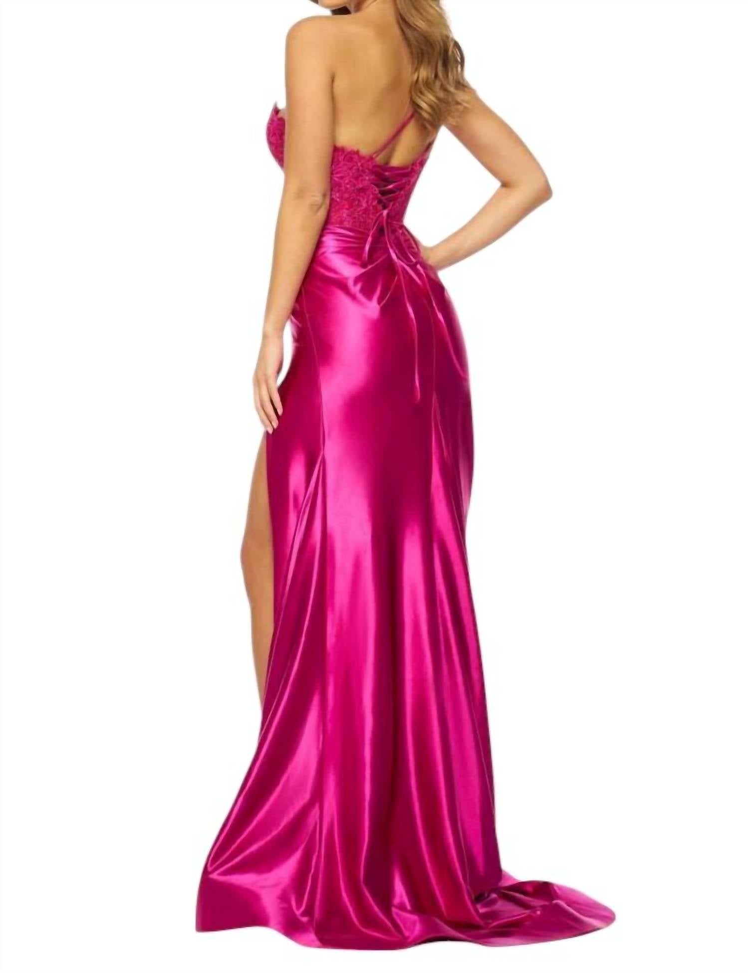 Sherri Hill - One Shoulder Sheer V-neck Prom Dress