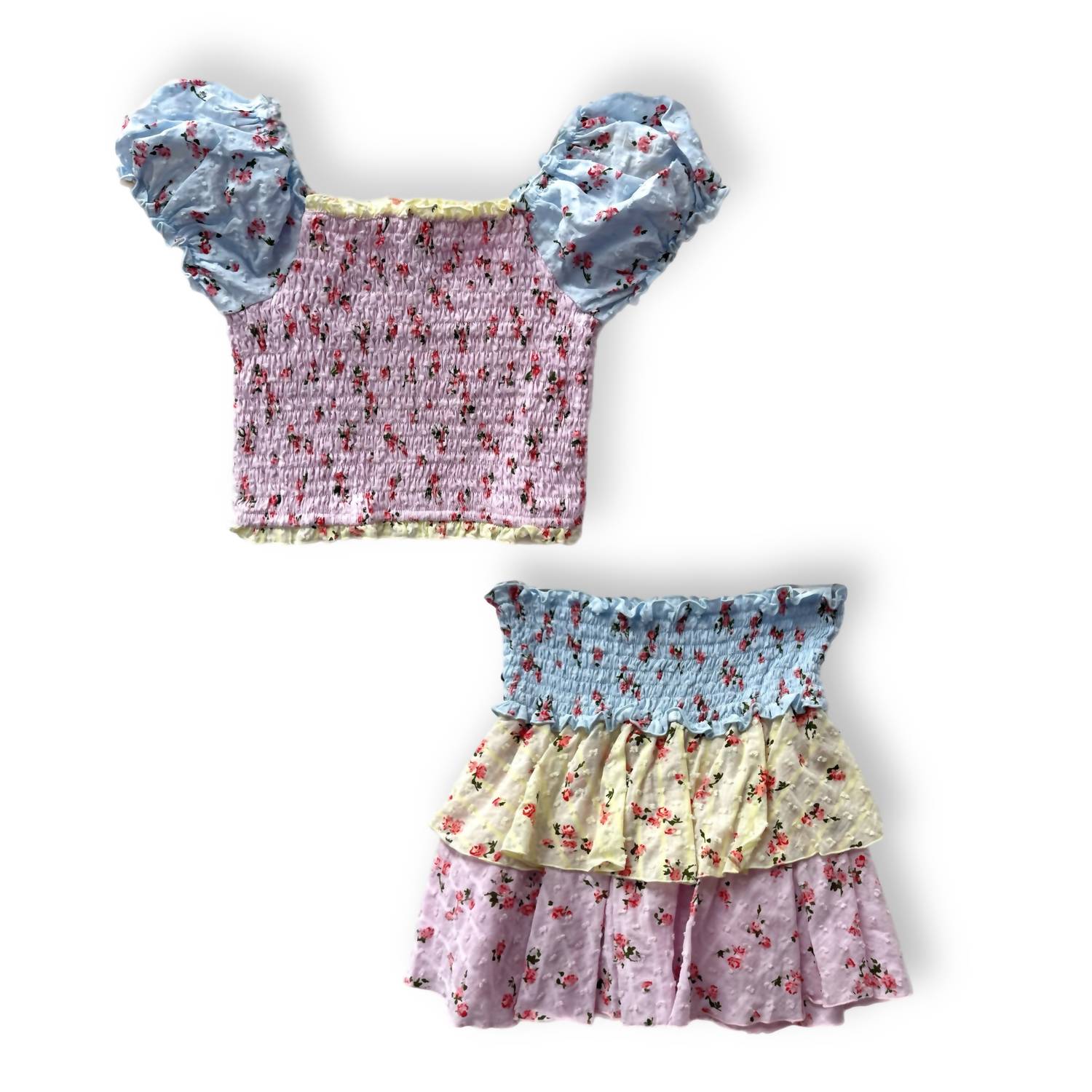 flowers by zoe Girl's Floral Short Sleeve Top in pink eyelet - kids' t-shirt - detail view