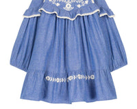 Louise Misha Orana Woven Dress in blue chambray - kids' dress - alternate view