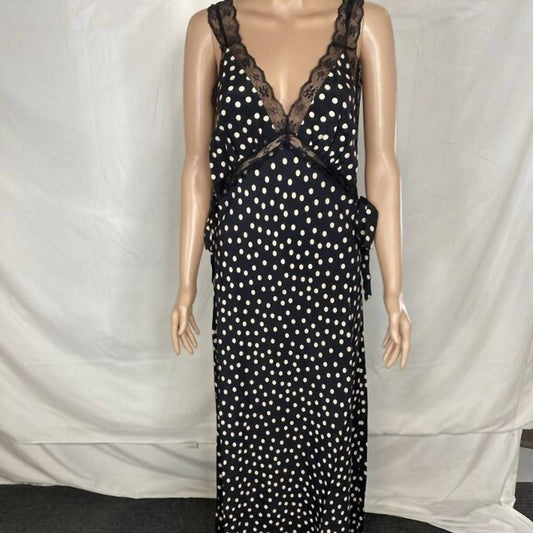 Rumored - Women's Dolly Ditsy Dot Lace Trim Midi Dress