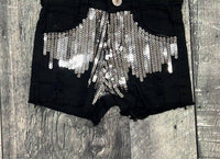BRATTI MATI Girls Toddler Denim Sequin Shorts in black - kids' shorts