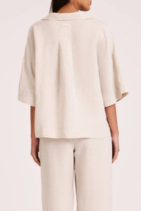 Nude Lucy Lounge Linen Shirt Top in natural - women's blouse - alternate view