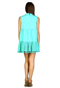 Velzera - Lace Fringe Embroidered Sleeveless Tunic