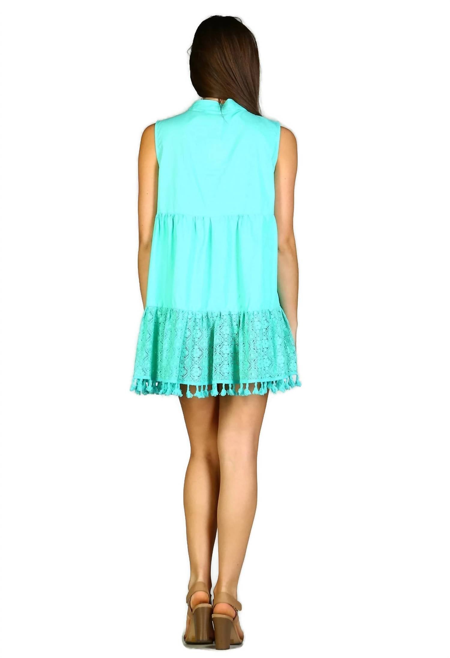 Velzera - Lace Fringe Embroidered Sleeveless Tunic