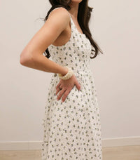 B.Right - Avielle Ditzy Floral Clip Dot Corset Tie Midi Dress