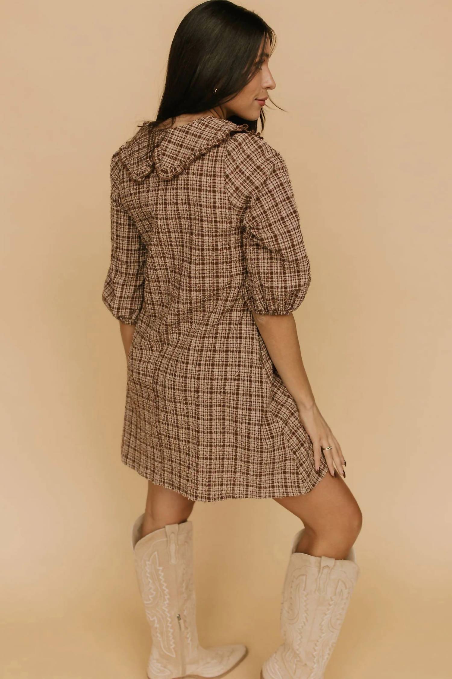 Polagram - Plaid Peter Pan Collar Dress