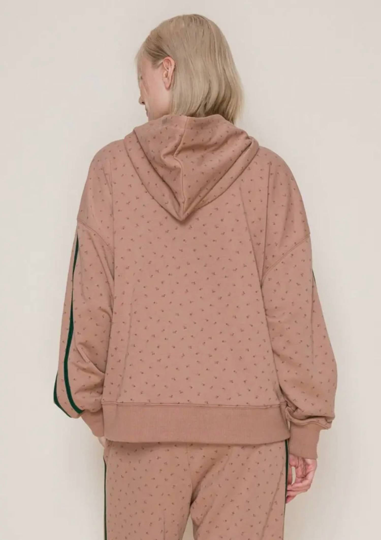 White Birch Teagan Blossom Hoodie Sweatshirt in toffee - women's top - detail view