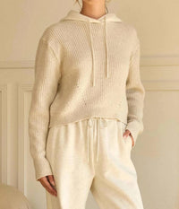 SKIES ARE BLUE Avery Hoodie Sweater in oatmeal - women's top