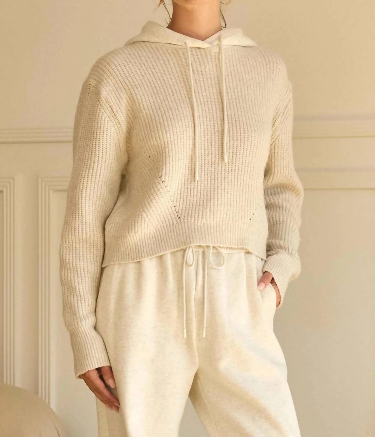 SKIES ARE BLUE Avery Hoodie Sweater in oatmeal - women's top