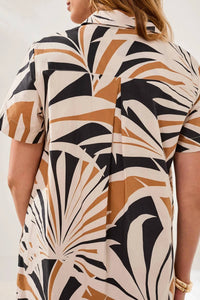 Tribal - Short Sleeve 1/2 Button Placket Dress