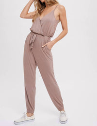 Bluivy - Surplice Casual Jersey Jumpsuit