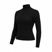 Ambar - Mock Neck Long Sleeve Fitted Crop Top