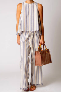 Miguelina - Micha Striped Fringe Top
