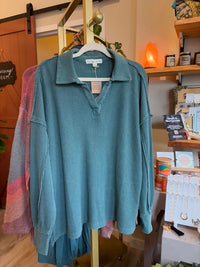 Rae Mode - Women's Mineral Washed Waffle Collar Tunic
