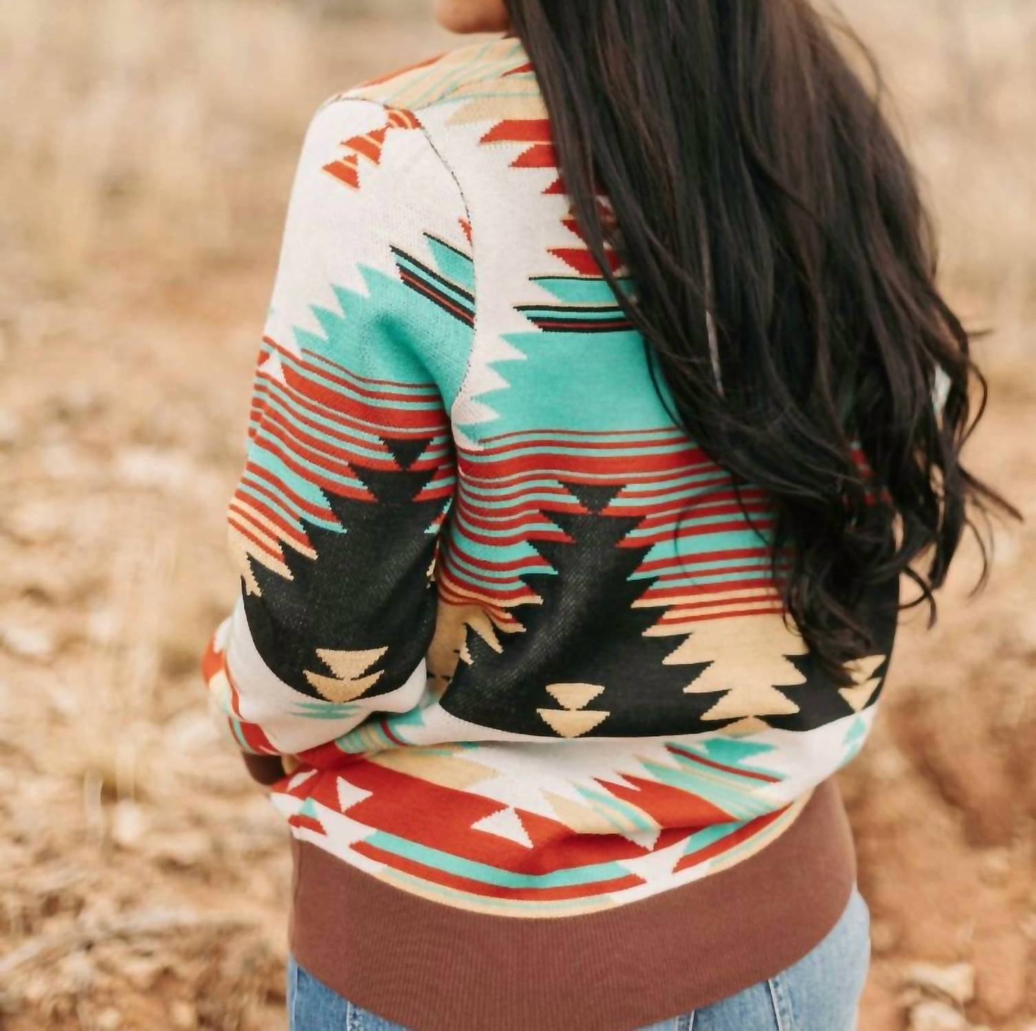 Sterling Kreek Southern Roots Sweater in multi - women's sweater - detail view