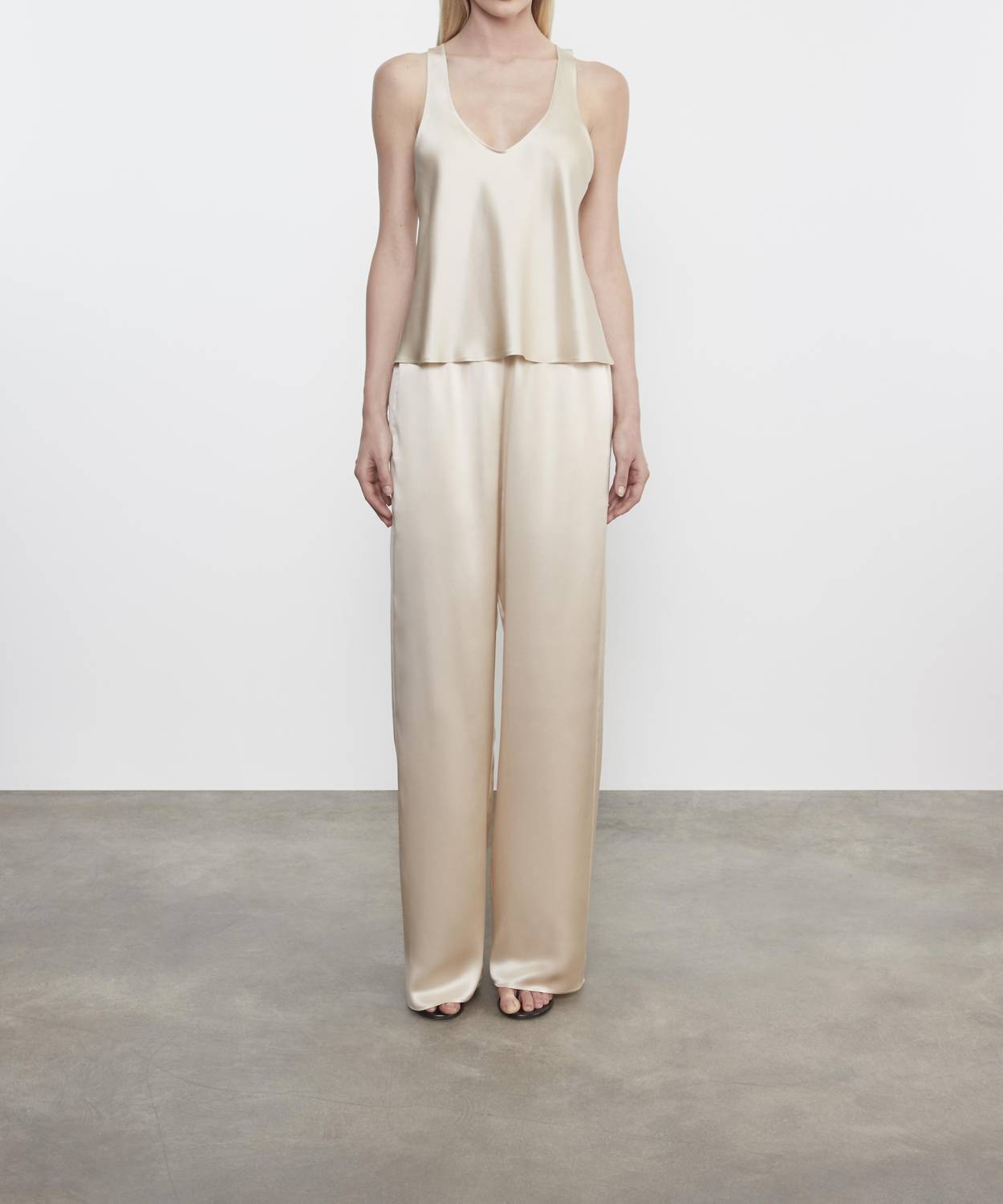 Enza Costa SILK SATIN TANK in alabaster - women's tank top