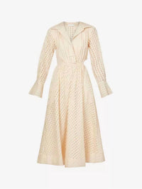 JONATHAN SIMKHAI Allie Cotton And Silk Shirt Dress in champagne - women's dress - detail view