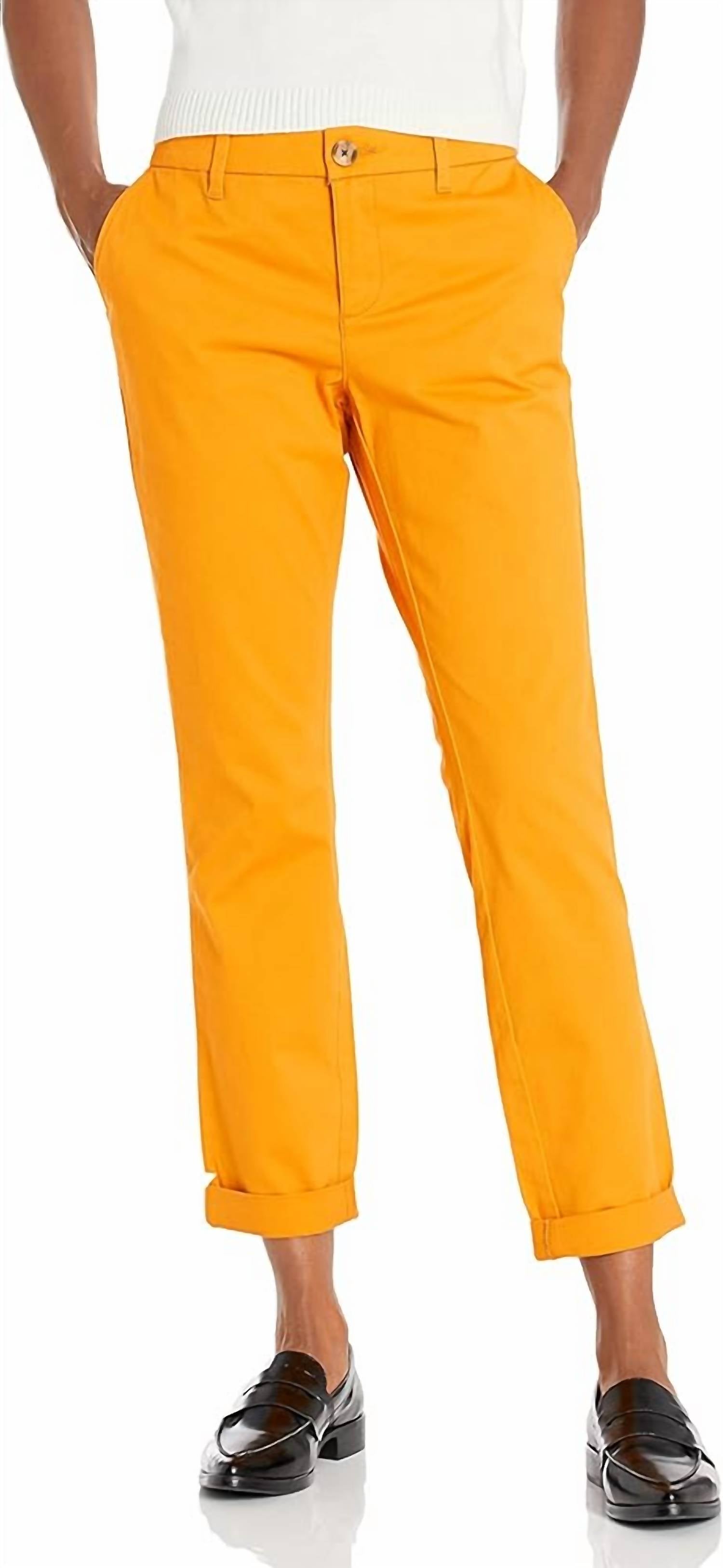 Tommy Hilfiger Women's Rolled Hem Straight Leg Pant in sunflower - women's pants