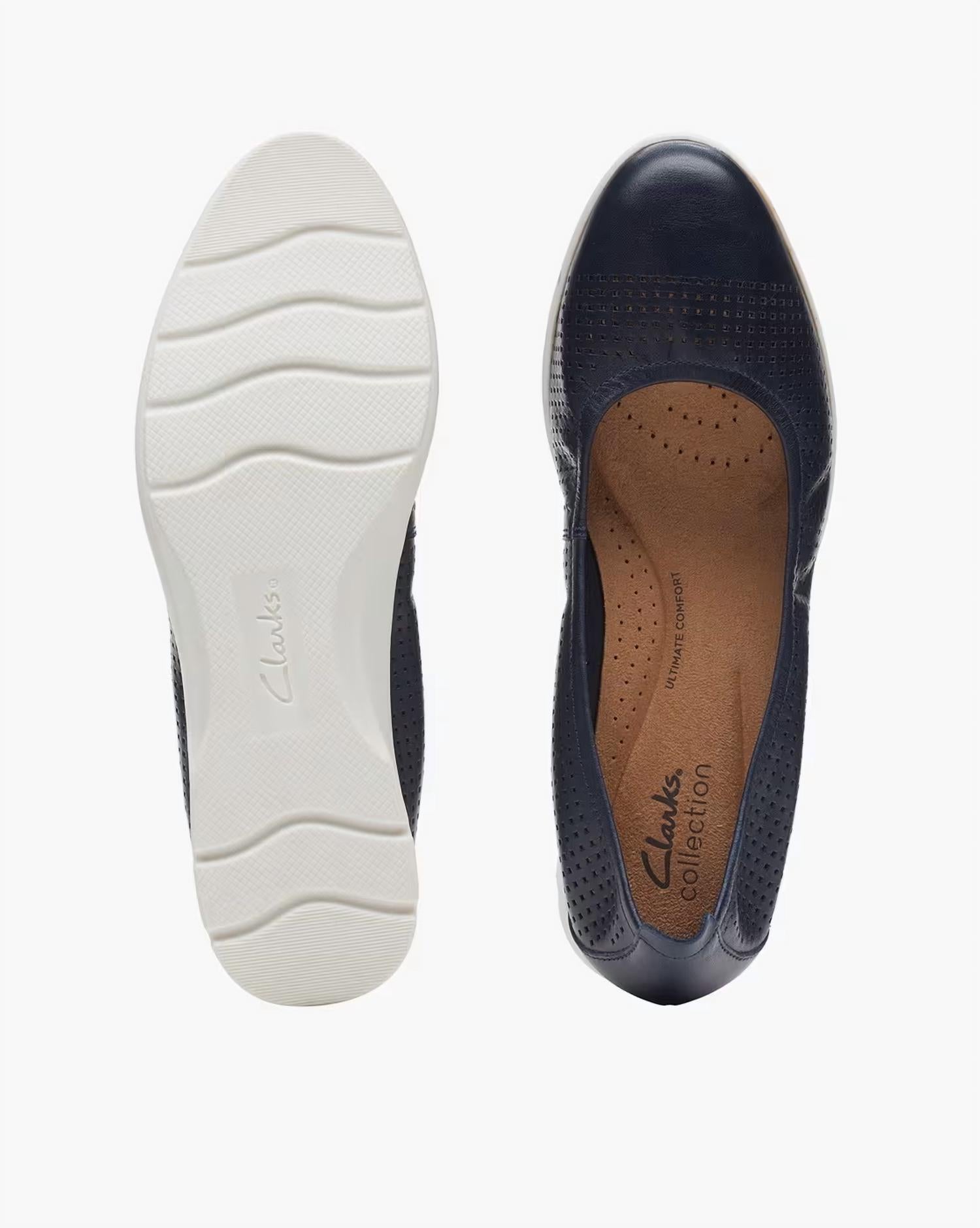 Clarks Women's Jenette Ease Ballet Flat in navy leather - women's flats - view 6
