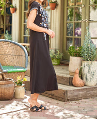 Paparazzi - Jersey Knit Embroidered Maxi Dress