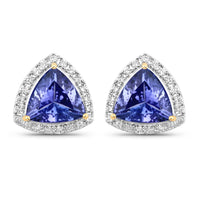 Diana M Jewels Women's Trillion Natural Tanzanite Stud Earrings (3.82 Ct) - Signature Plus in 14k yellow gold - women's jewelry