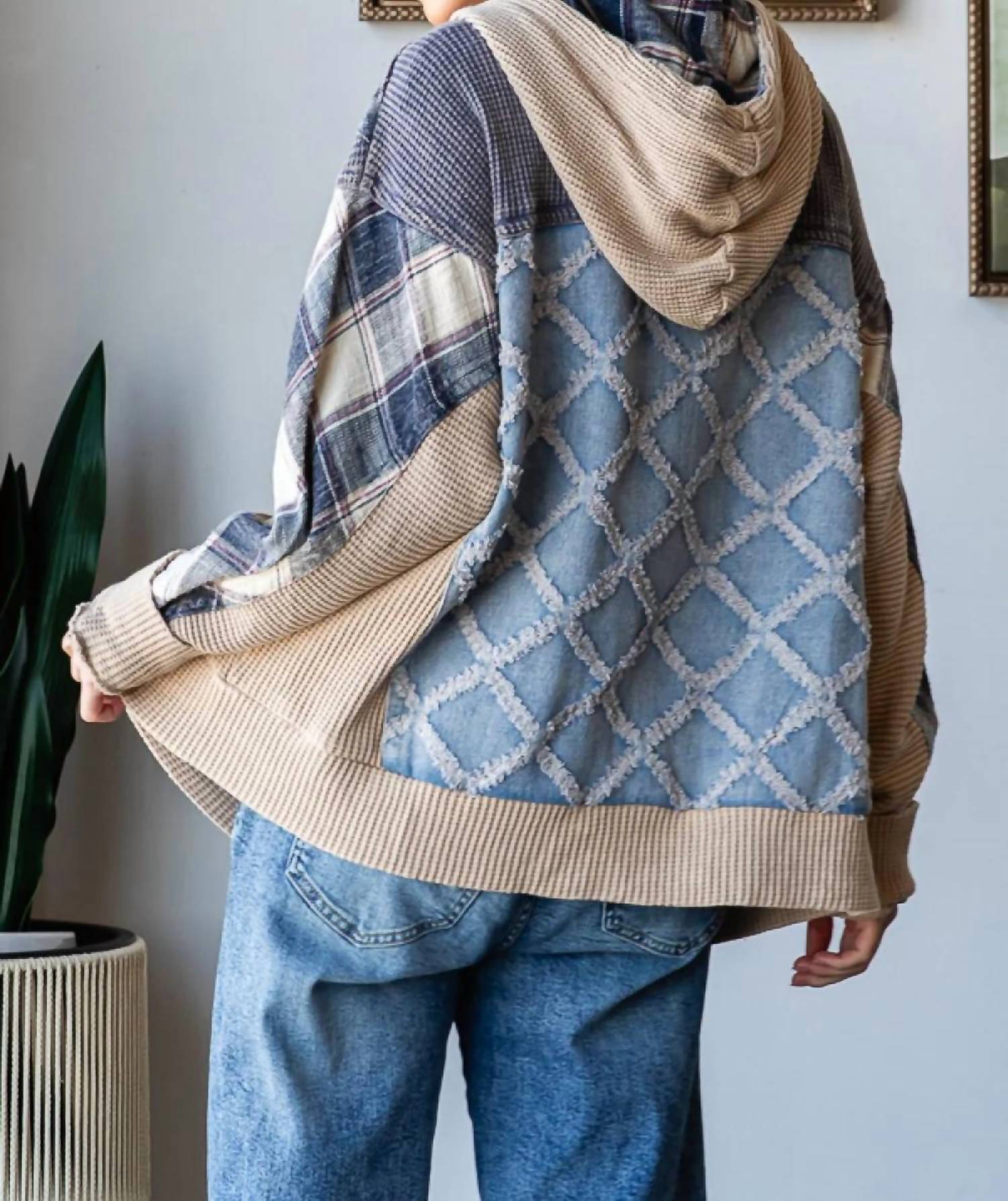 Oli & Hali - Denim and Plaid Hoodie Jacket