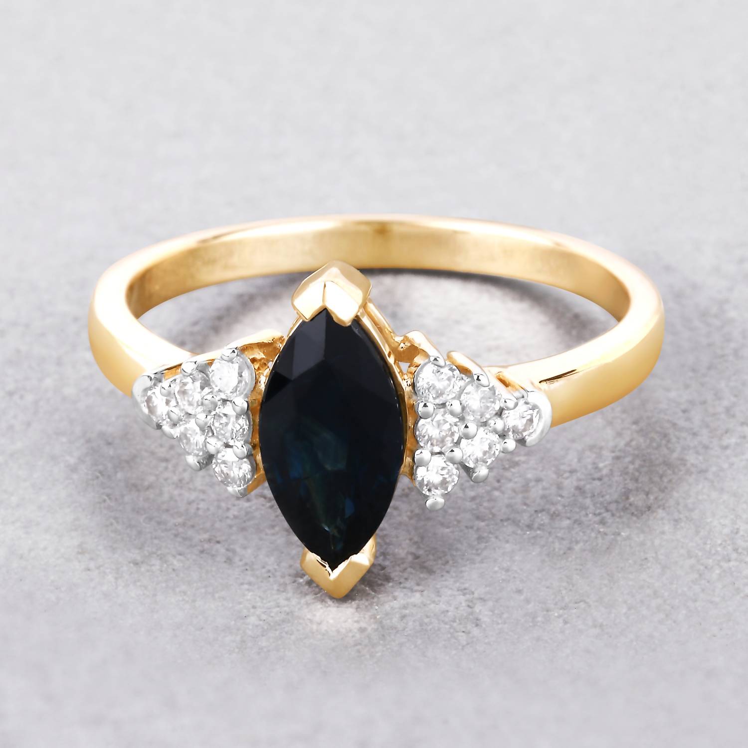 Diana M Jewels Women's Marquise Natural Sapphire Fashion Ring (1.47 Ct) - Petite in 14k yellow gold - women's jewelry - detail view
