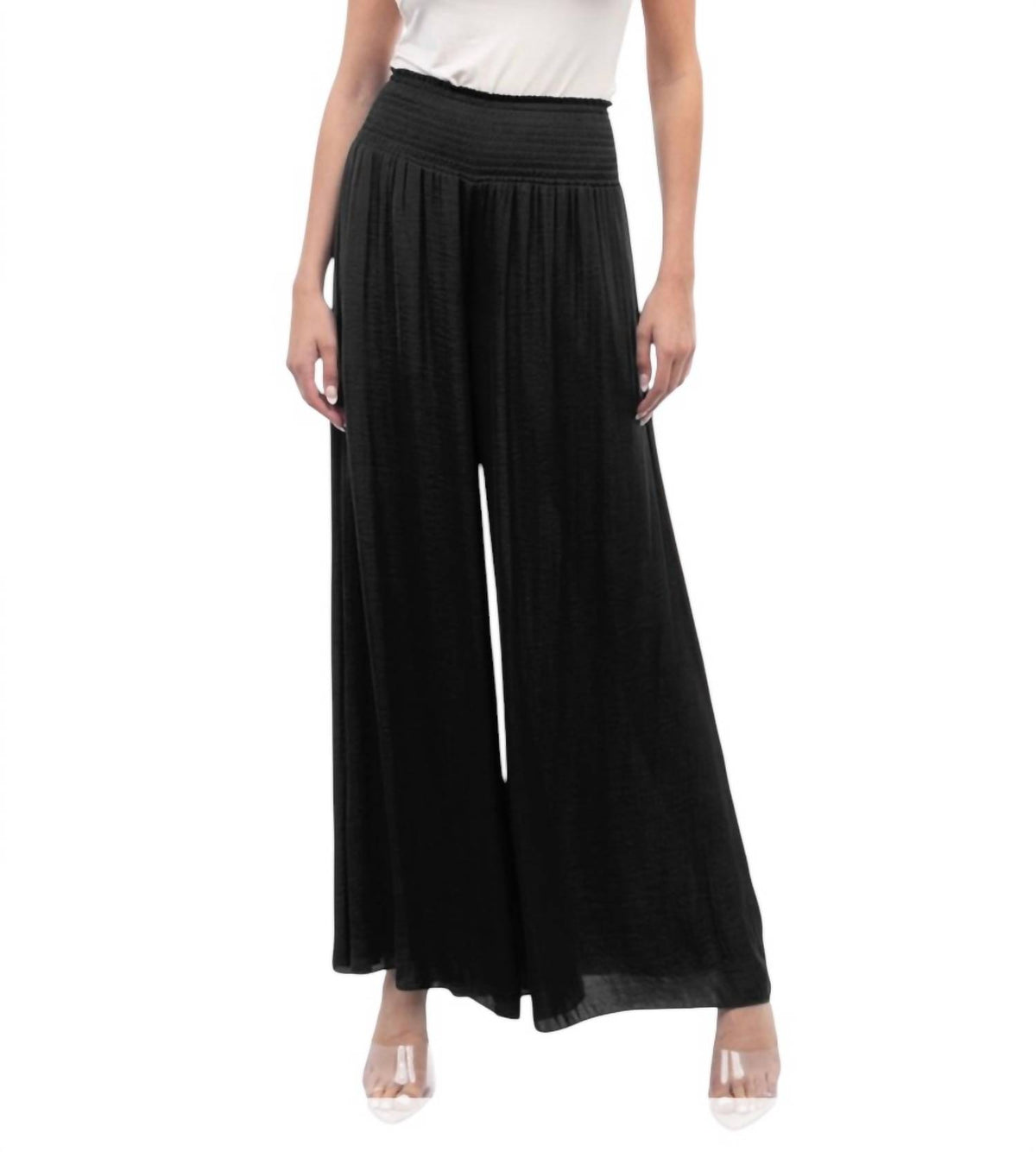 Naked Zebra - Smocked Waist Wide Leg Pant