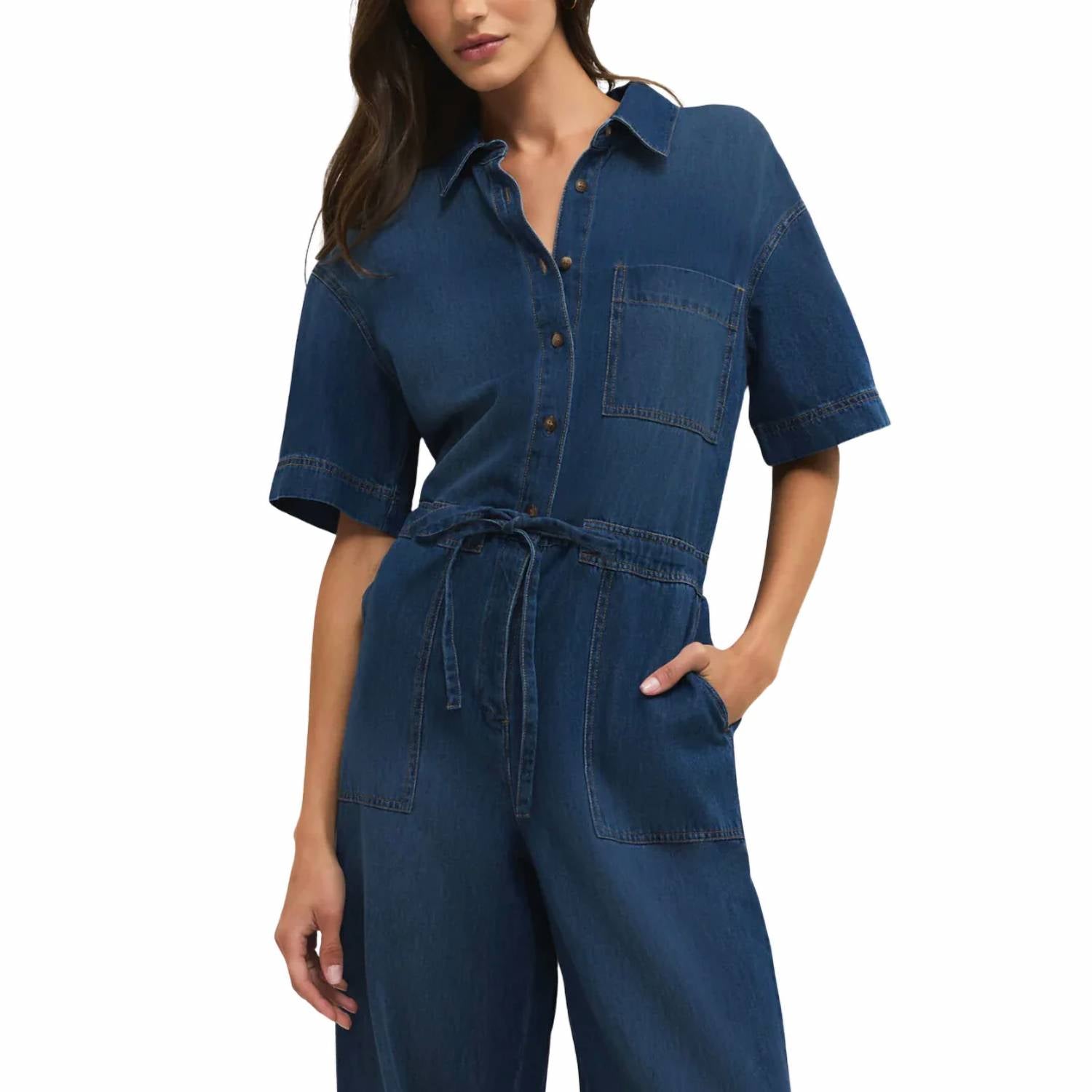 Z Supply Elsie Jumpsuit in denim - women's pants - alternate view