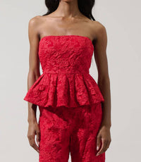 Sugarlips - Women's Arielle Jacquard Peplum Top
