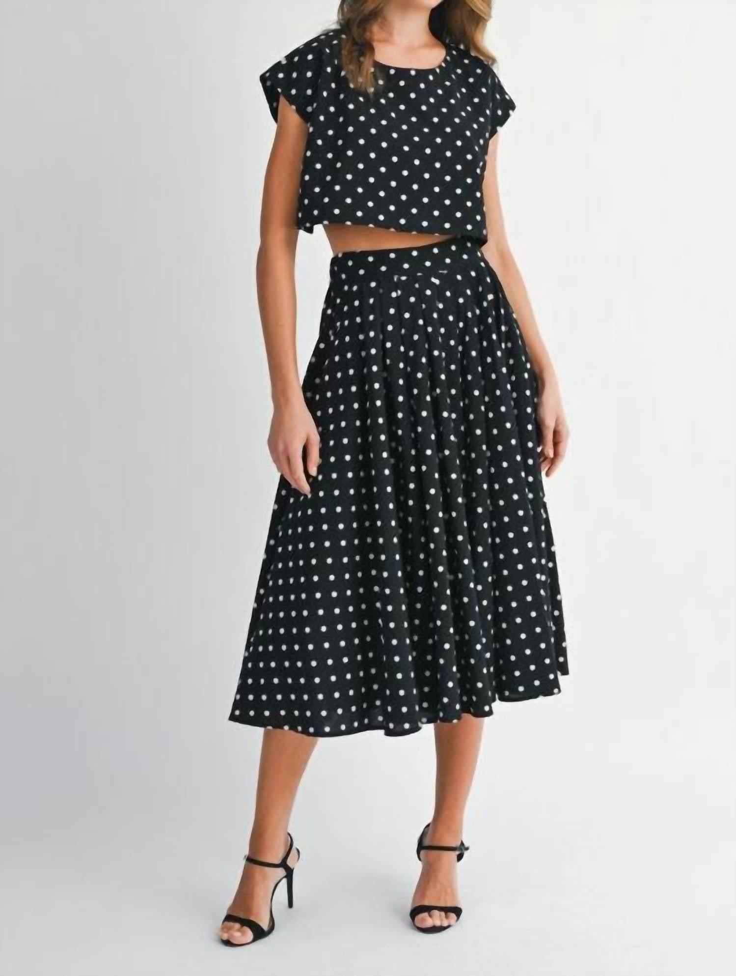 MABLE Edith Polka Dot Set in black - women's skirt