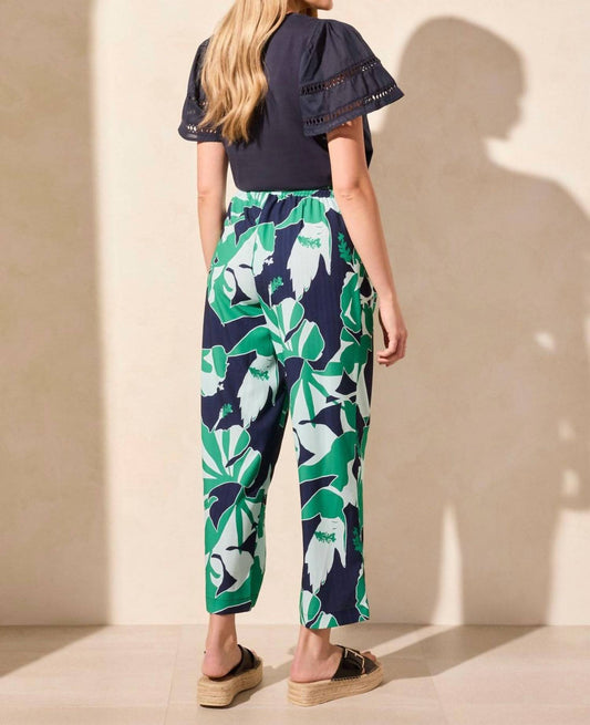Tribal - Foliage Print Wide Leg Pull On Ankle Pant