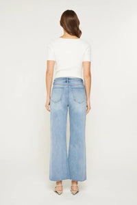 Mica Denim - Tummy Tuck High Rise Wide Raw Hem Jeans