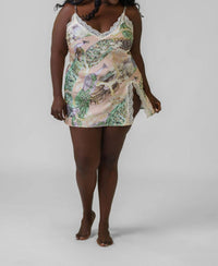 Kilo Brava - Satin & Lace Mini Slip Dress - Plus