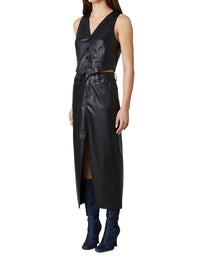 Nia - Theresa Vegan Leather Midi Skirt