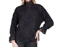 Jade Melody Tam Mock Neck Lace Blouse in black - women's blouse