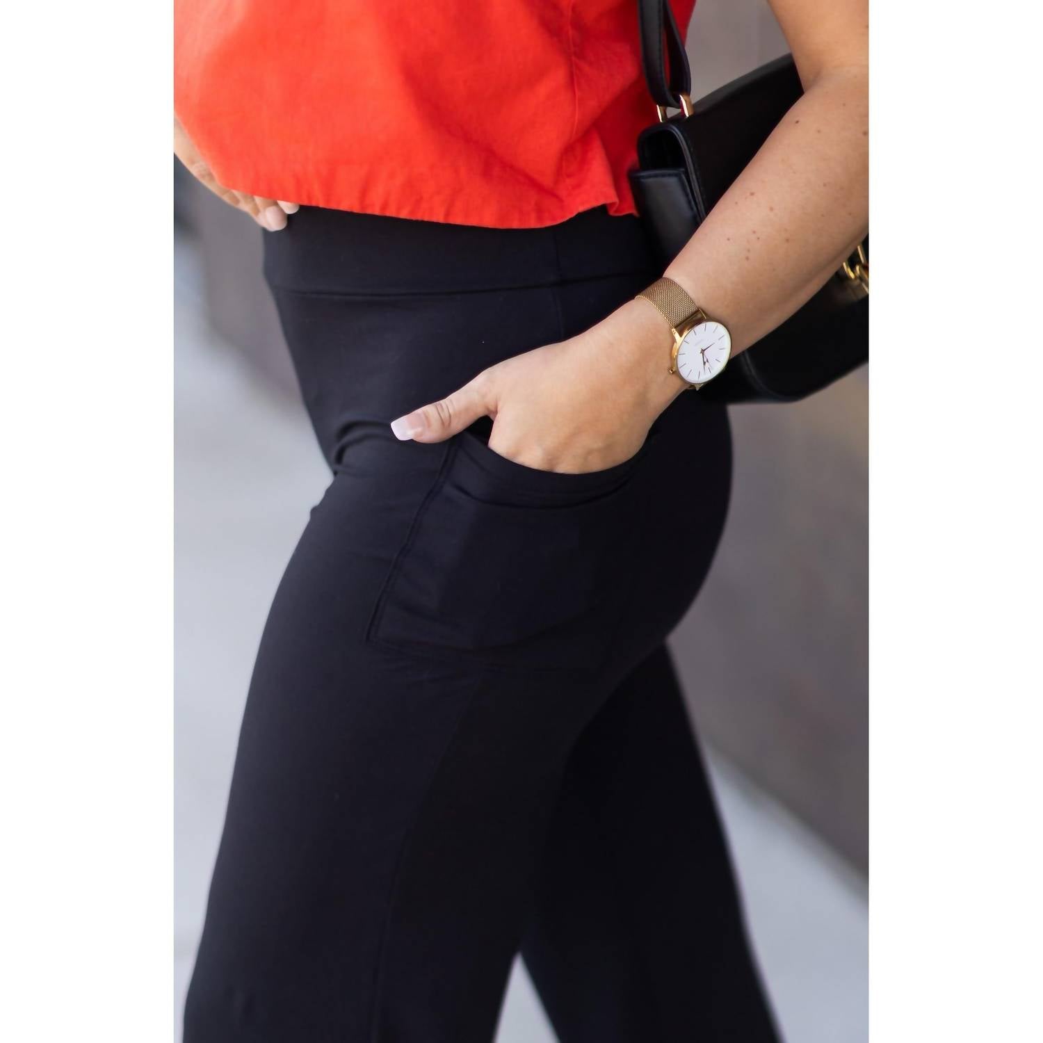 Julia Rose Brooke Wide Leg Full-length Luxe Leggings in black - women's pants - view 4