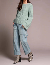 Tribal - Cable-knit Textured Crewneck Sweater