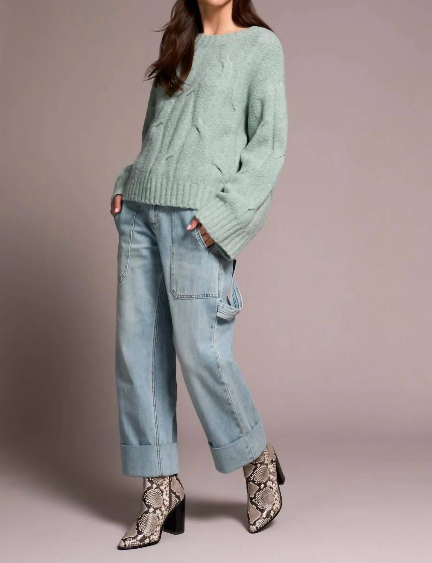 Tribal - Cable-knit Textured Crewneck Sweater