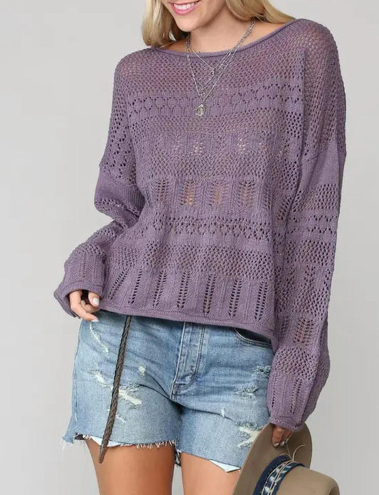 OPEN-KNIT COTTON-BLEND SWEATER