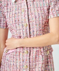 endless rose Tweed Short Sleeve Dress in pink - women's dress - alternate view