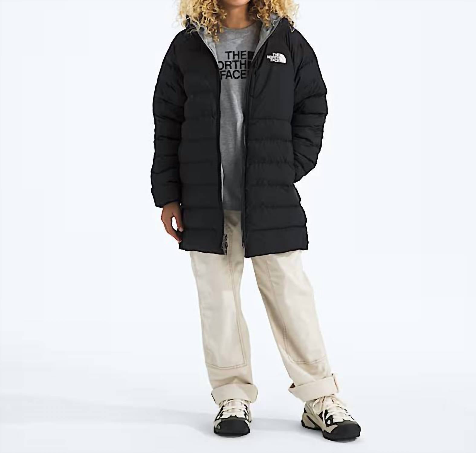 THE NORTH FACE Girls' Reversible Perrito Parka Jacket in black - kids' jacket