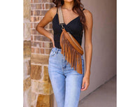 Julia Rose - Women's Valentina Removable Fringe Crossbody Sling Bag