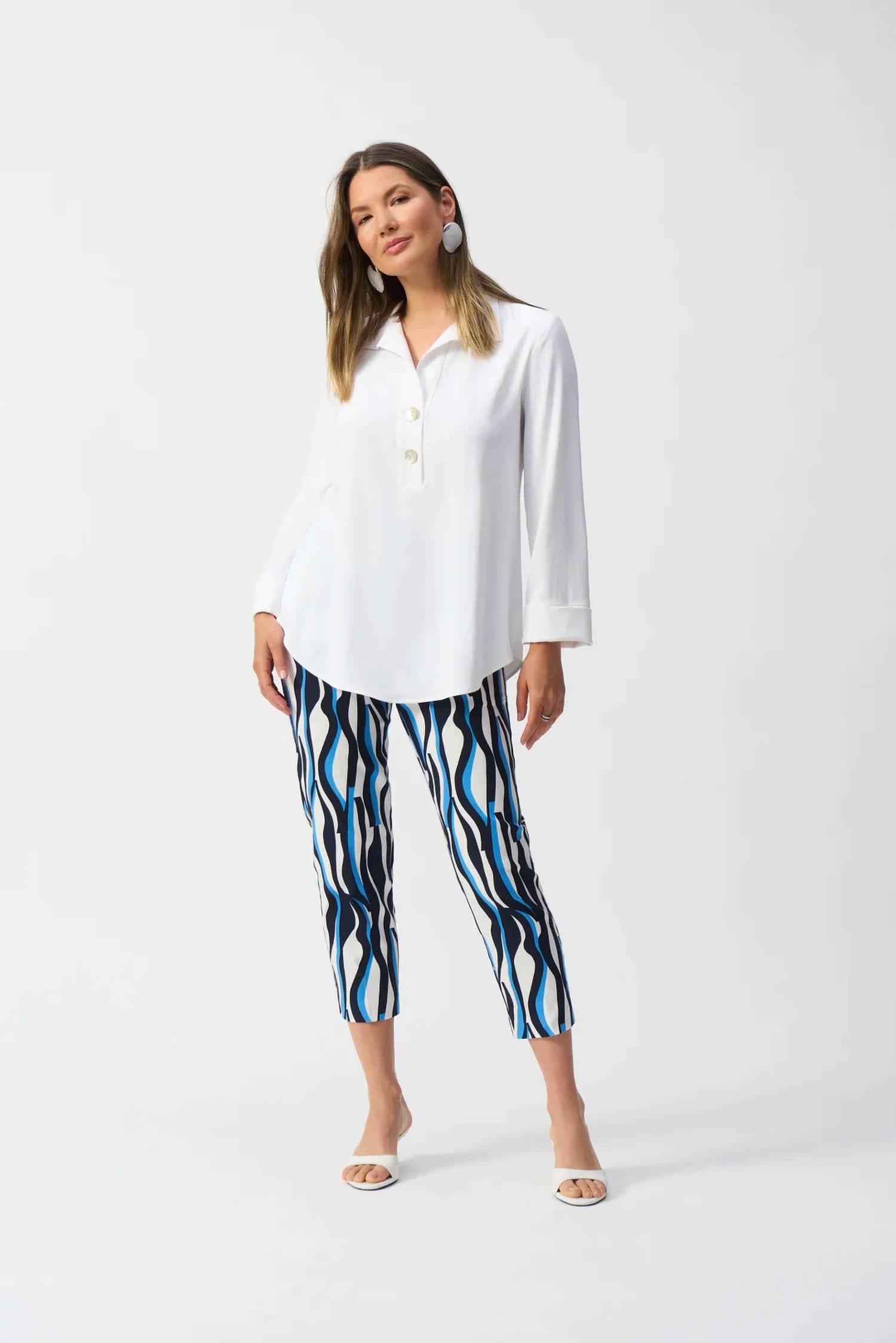 Joseph Ribkoff - Collared Long Sleeve Gauze Top