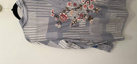 Johnny Was Women's Malta button down in blue plaid - women's blouse - detail view