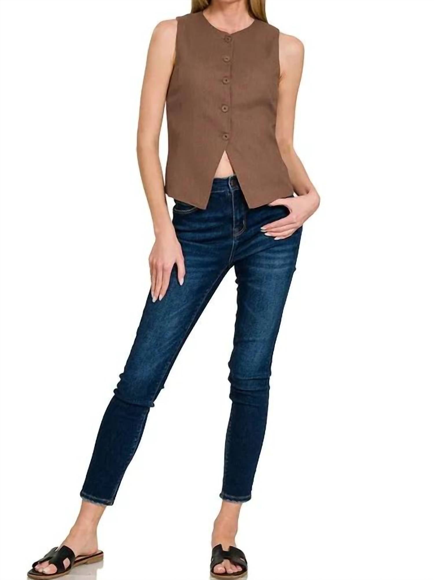 Zenana - Linen Button Down Vest