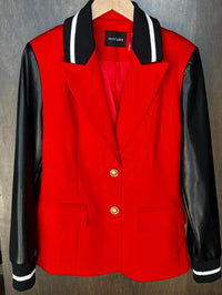 Dolce Cabo - Racer Stripe Vegan Leather Sleeve Blazer