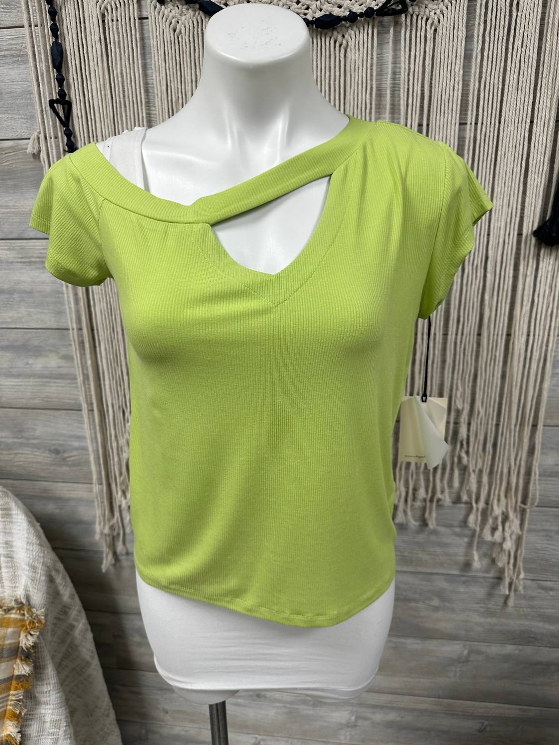 ELAN Women's Celery Tee in green - women's t-shirt - detail view